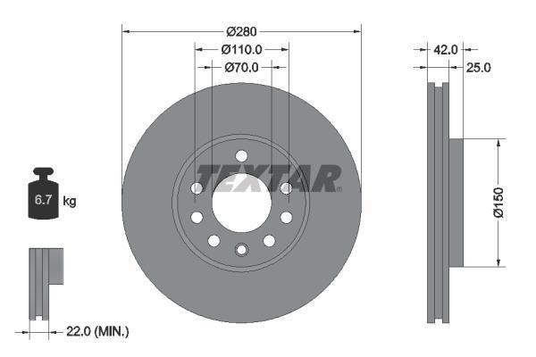 Disques de frein TEXTAR 92091903