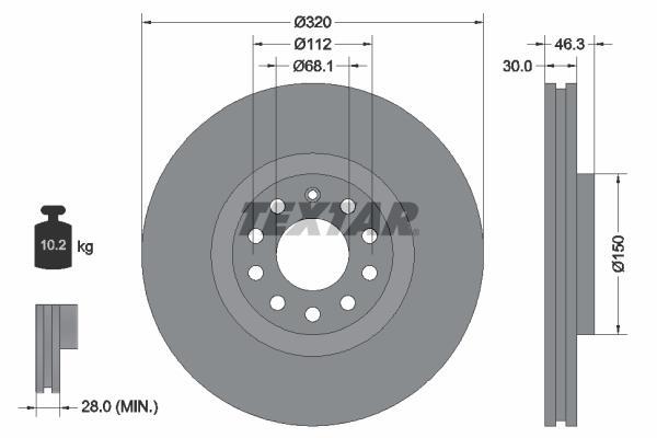 Disques de frein TEXTAR ref. 92106703