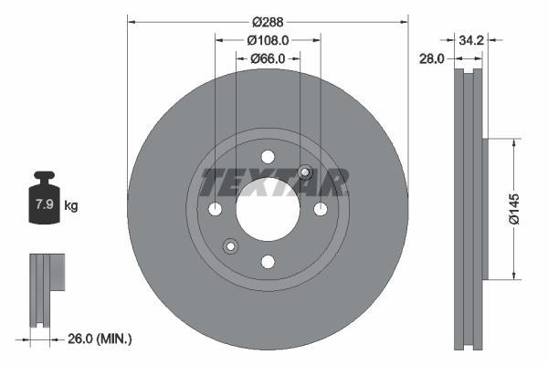 Disques de frein TEXTAR 92107800