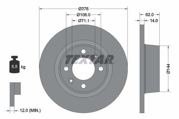 Disques de frein TEXTAR ref. 92107900