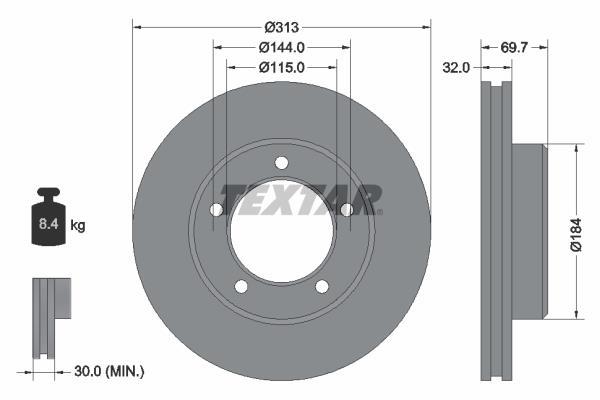 Disques de frein TEXTAR ref. 92108103