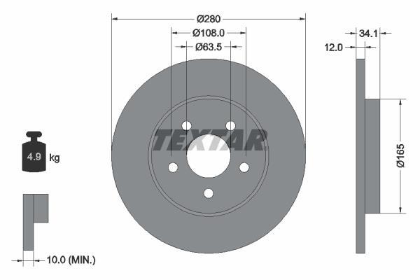 Disques de frein TEXTAR ref. 92109703