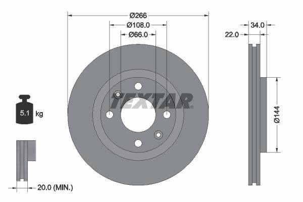 Disques de frein TEXTAR ref. 92111503