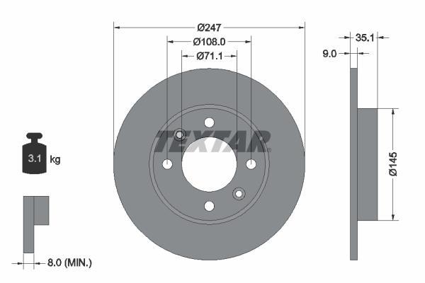 Disques de frein TEXTAR ref. 92111703