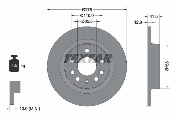Disques de frein TEXTAR ref. 92118503