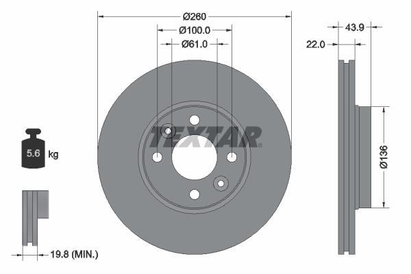 Disques de frein TEXTAR ref. 92119203
