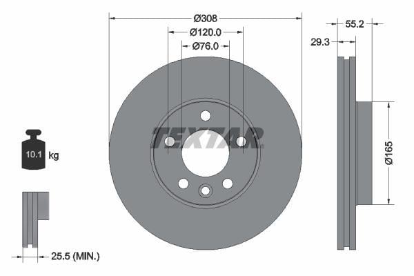 Disques de frein TEXTAR ref. 92121203