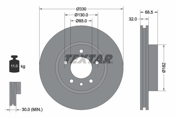 Disco de frenos delantero izquierdo TEXTAR ref. 92121505