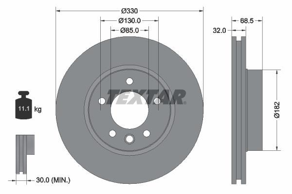 Disco de frenos delantero derecho TEXTAR ref. 92121605