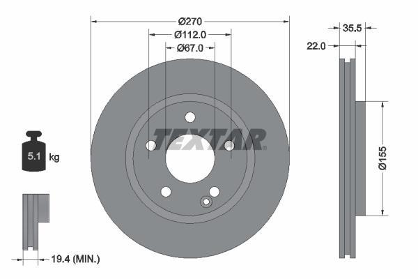 Disques de frein TEXTAR 92124503
