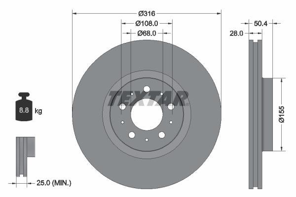Disques de frein TEXTAR 92126603