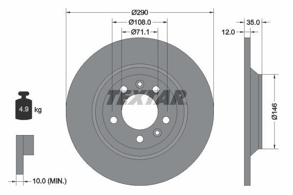 Disques de frein TEXTAR ref. 92129603