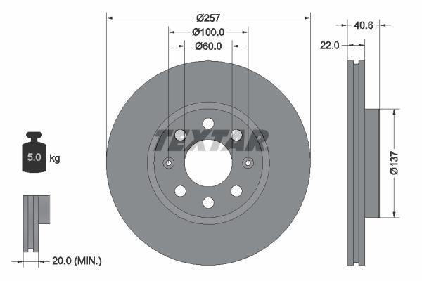 Disques de frein TEXTAR ref. 92145703