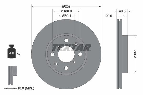 Disques de frein TEXTAR ref. 92148903
