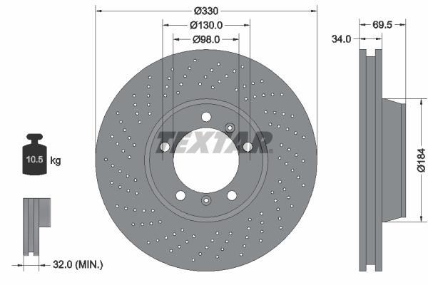 Disco de frenos delantero izquierdo TEXTAR ref. 92149905
