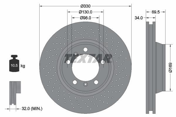 Disco de frenos delantero derecho TEXTAR ref. 92150005