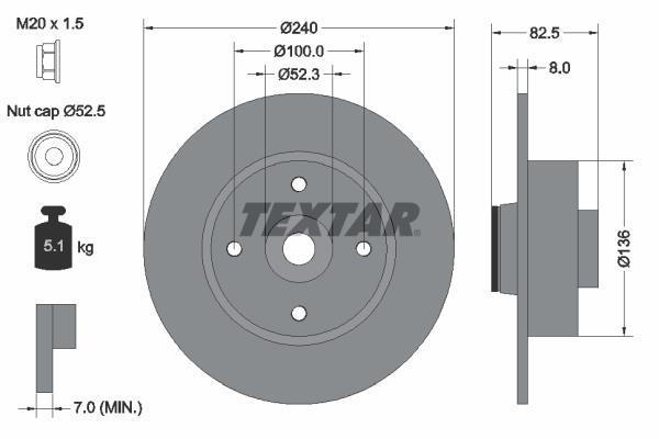 Disques de frein TEXTAR ref. 92154403