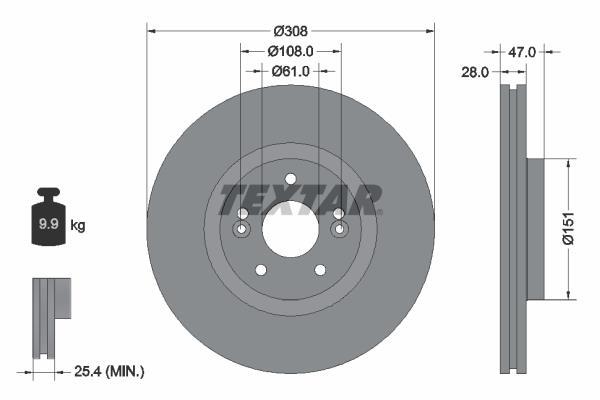 Disques de frein TEXTAR ref. 92157700