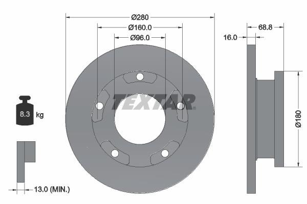 Disques de frein TEXTAR ref. 92159100