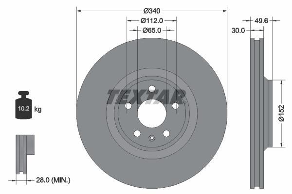 Disques de frein TEXTAR ref. 92160503