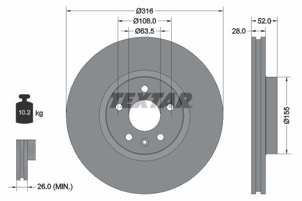 Disques de frein TEXTAR ref. 92162303