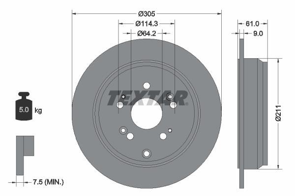 Disques de frein TEXTAR 92162503