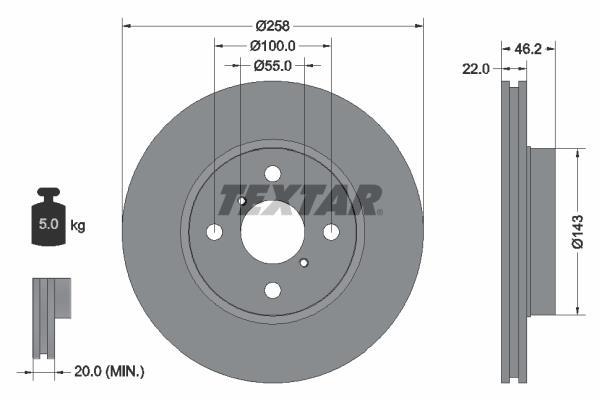 Disques de frein TEXTAR ref. 92164203