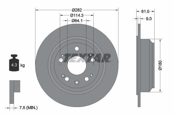 Disques de frein TEXTAR ref. 92165803