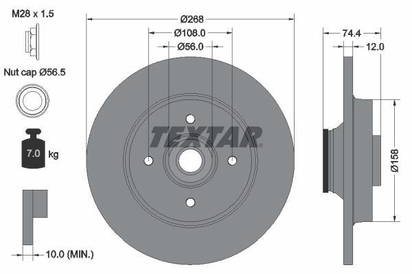 Disques de frein TEXTAR ref. 92168703