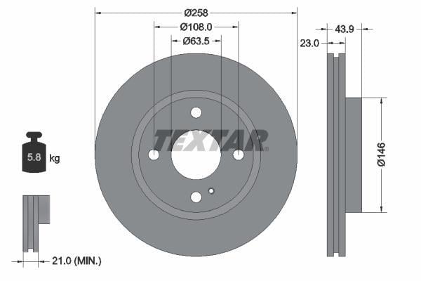 Disques de frein TEXTAR ref. 92176003