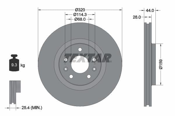 Disques de frein TEXTAR ref. 92195403