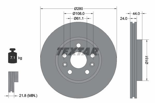 Disques de frein TEXTAR ref. 92196803