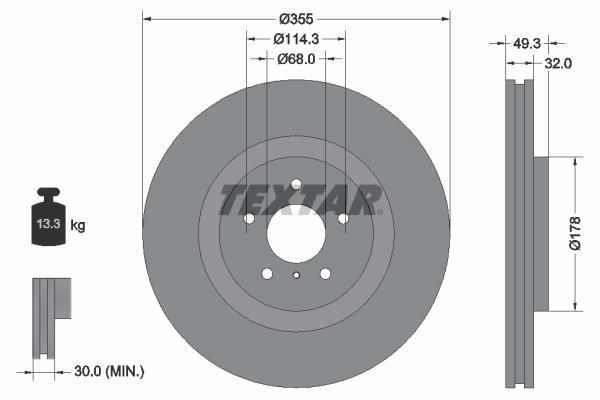 Disques de frein TEXTAR ref. 92199105
