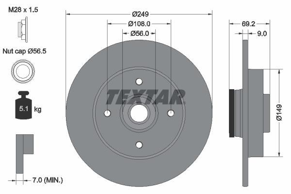 Disques de frein TEXTAR ref. 92202103