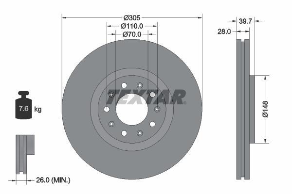 Disques de frein TEXTAR 92220803