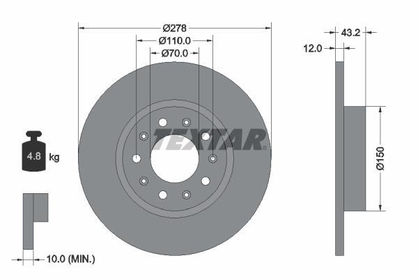 Disques de frein TEXTAR ref. 92221003