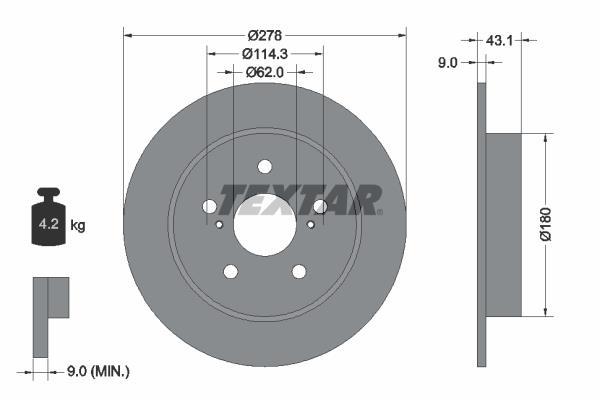 Disques de frein TEXTAR 92222300