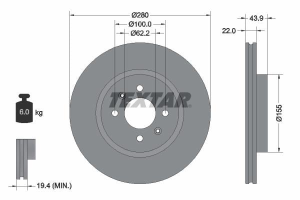 Disques de frein TEXTAR 92239303
