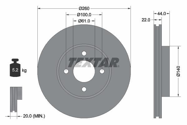 Disques de frein TEXTAR ref. 92239903