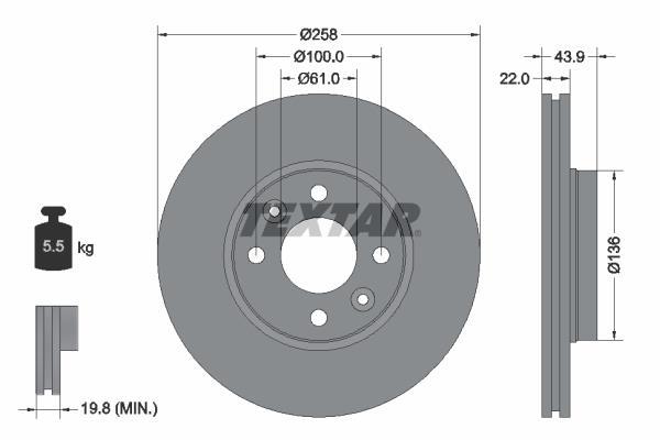 Disques de frein TEXTAR ref. 92241503