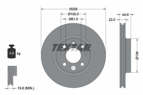 Disques de frein TEXTAR ref. 92255203