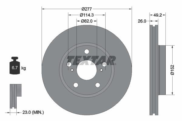 Disques de frein TEXTAR 92257703