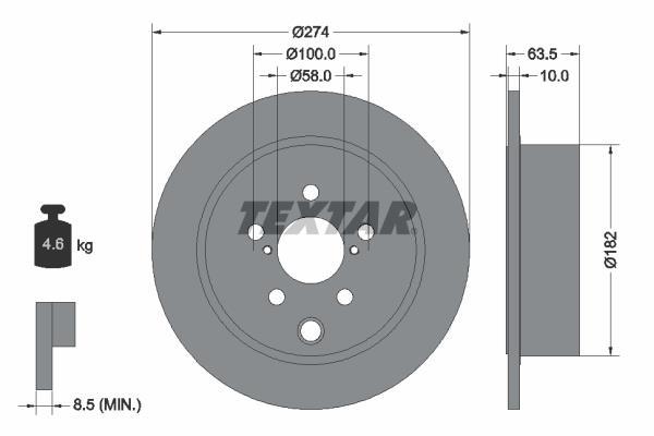 Disques de frein TEXTAR ref. 92262003