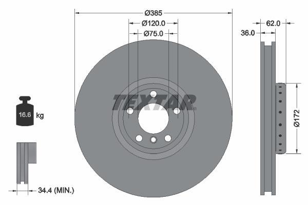Disco de frenos delantero derecho TEXTAR ref. 92266525