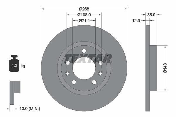 Disques de frein TEXTAR ref. 92268003