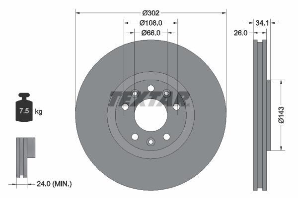 Discos de travão TEXTAR 92268103