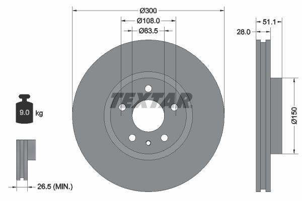 Disques de frein TEXTAR 92268605