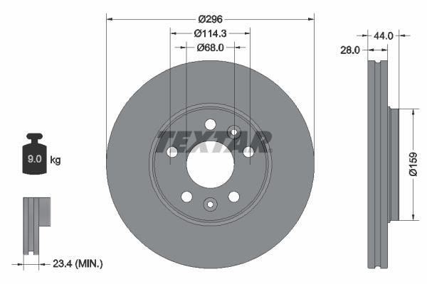 Disques de frein TEXTAR ref. 92268803