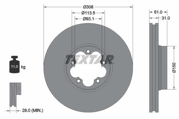 Disques de frein TEXTAR 92274303