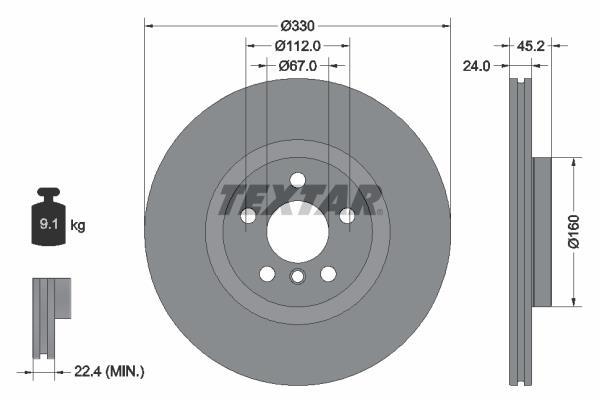 Disques de frein TEXTAR ref. 92274405